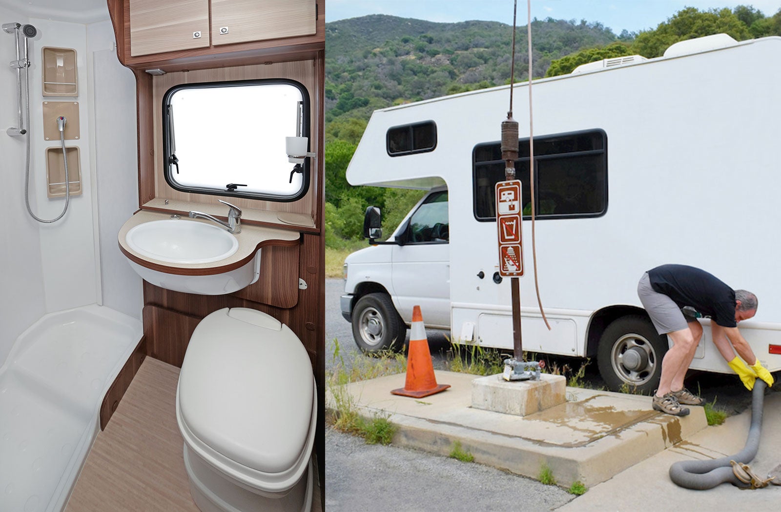 Portable RV/camper toilet and holding tank setup in St. Louis, Missouri